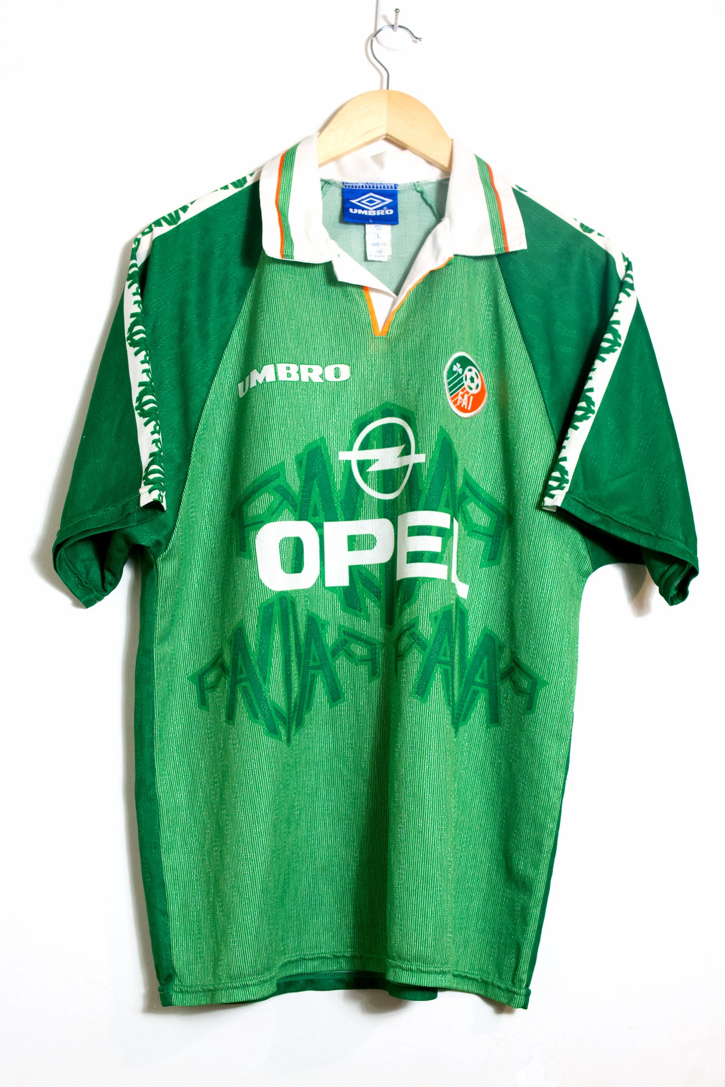 Irlanda 1996-98 Local Jersey Umbro Opel | Talla L | 9/10